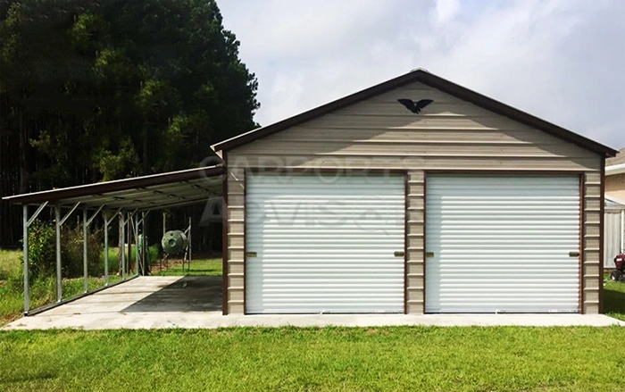 22' x 26' x 10' Enclosed Lean To Metal Garage