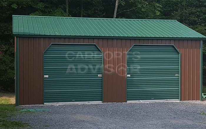 24'x30'x9' Two Car Side Entry Metal Garage