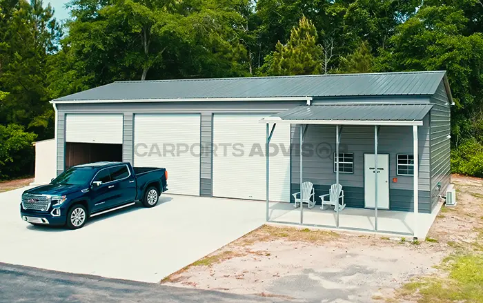 30’x55’x12’ Metal Garage with Lean To