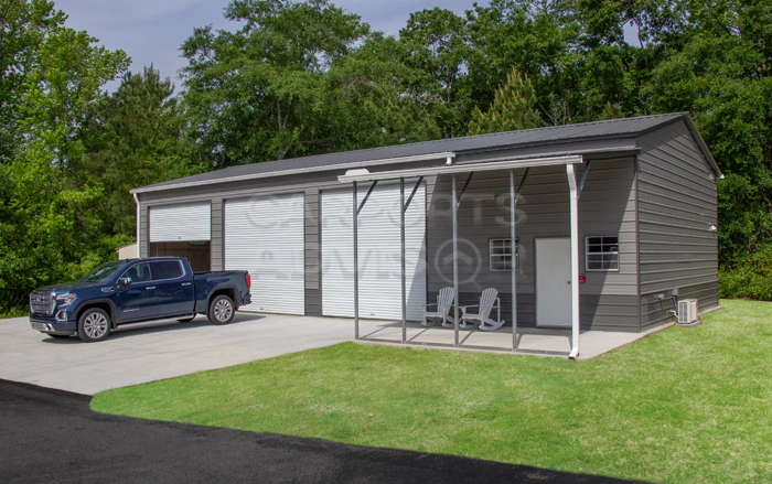 30’x55’x12’ Metal Garage with Lean To