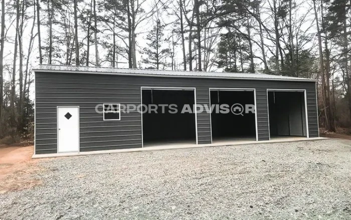 30' x 65' x 12' Two Tone Vertical Metal Garage