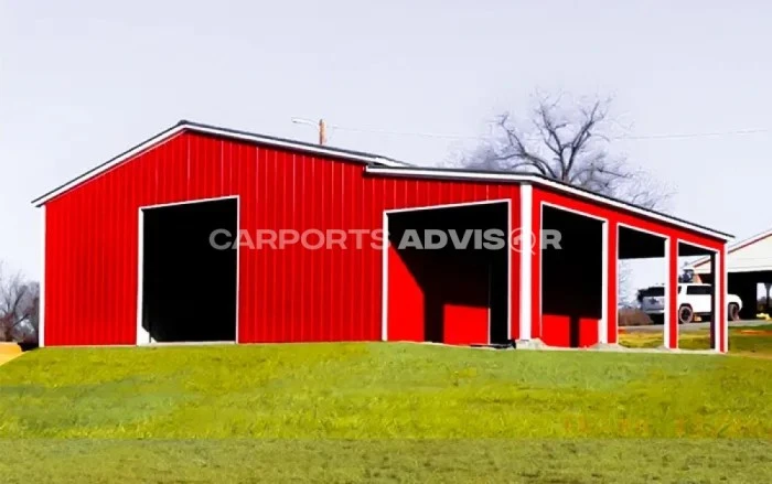 42’ x 35’ x 12’ Lean-To Metal Garage