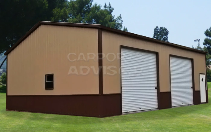 30' x 35' x 10' Two Tone Side Entry Metal Garage